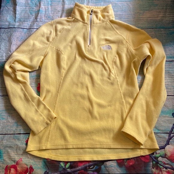 The North Face Fleece Jacket Yellow Long Sleeve Pullover Top Size Small - Picture 9 of 9